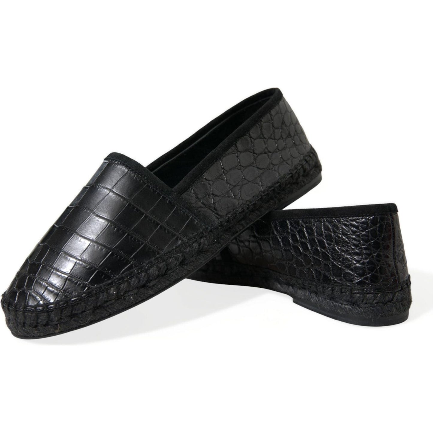 Dolce & Gabbana Black Exotic Leather Espadrilles Slip On Shoes Dolce & Gabbana