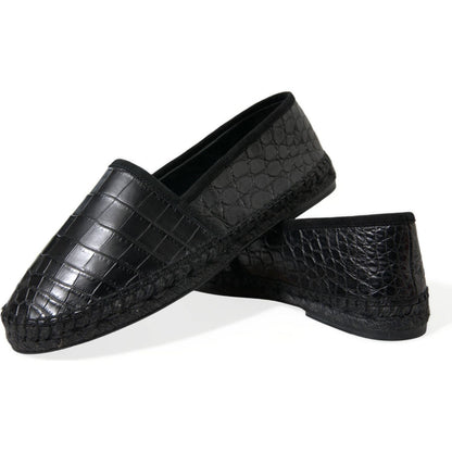Dolce & Gabbana Black Exotic Leather Espadrilles Slip On Shoes Dolce & Gabbana