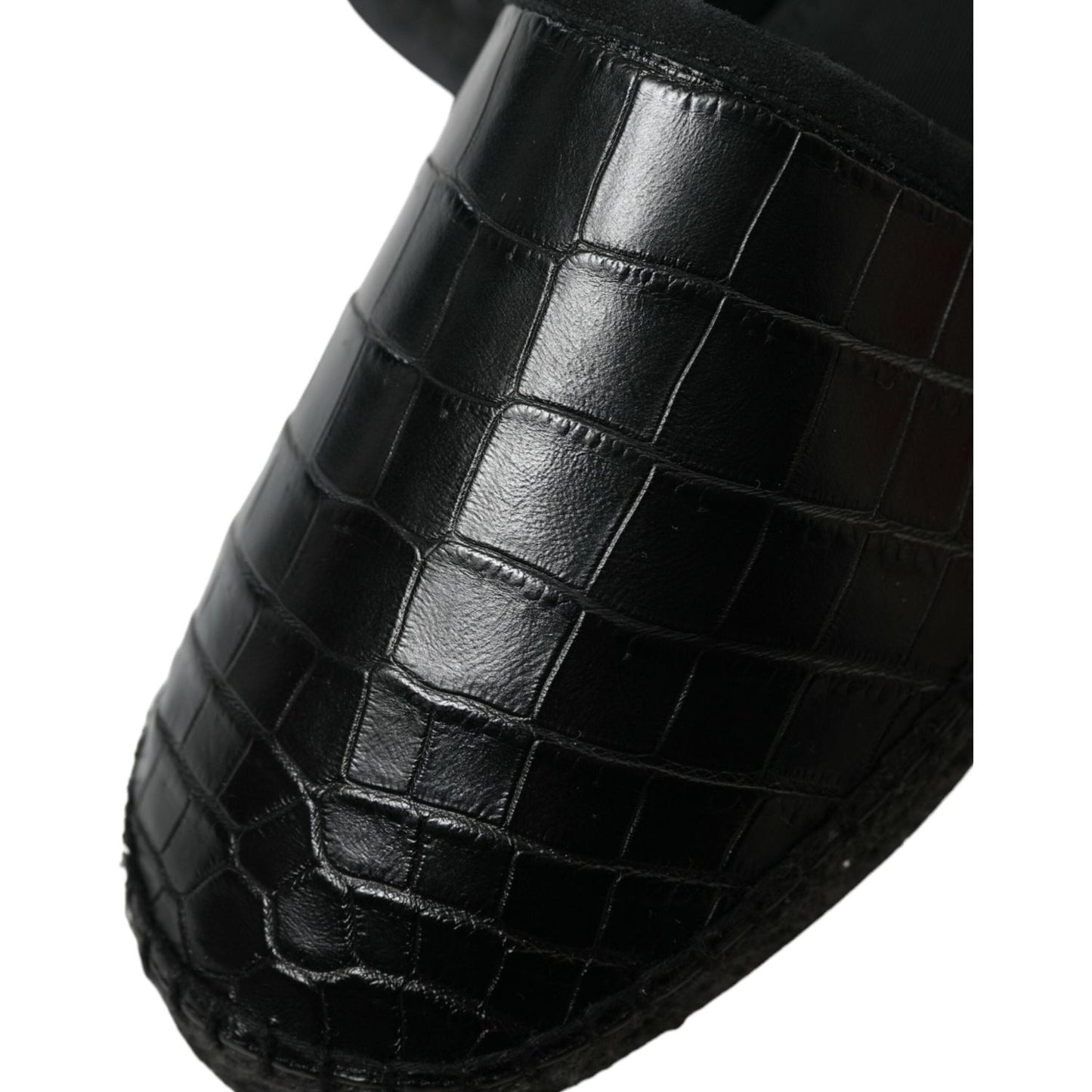 Dolce & Gabbana Black Exotic Leather Espadrilles Slip On Shoes Dolce & Gabbana