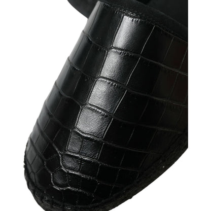 Dolce & Gabbana Black Exotic Leather Espadrilles Slip On Shoes Dolce & Gabbana