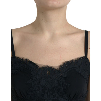 Dolce & Gabbana Black Silk Stretch Lace Sleeveless Tank Top Dolce & Gabbana