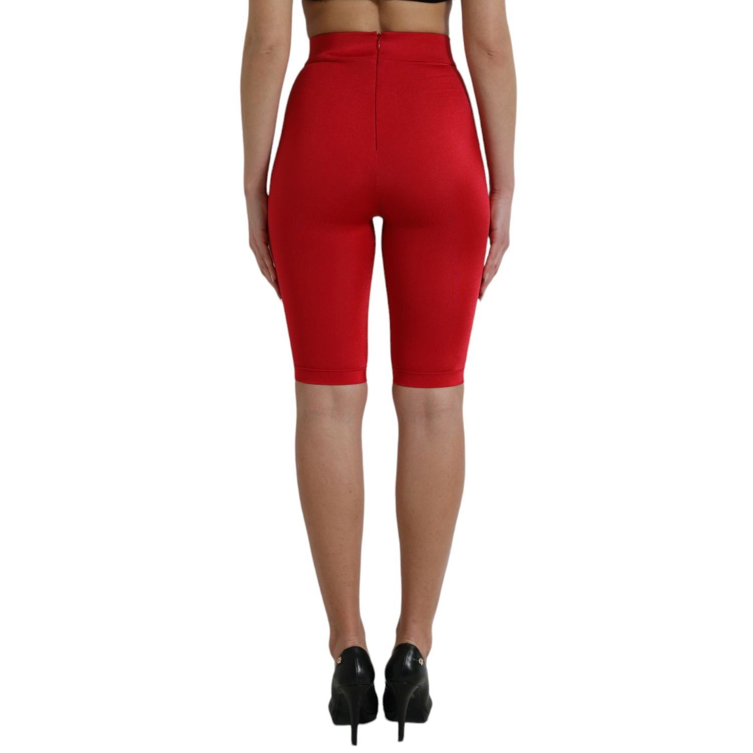 Dolce & Gabbana Red Stretch High Waist Cropped Leggings Pants