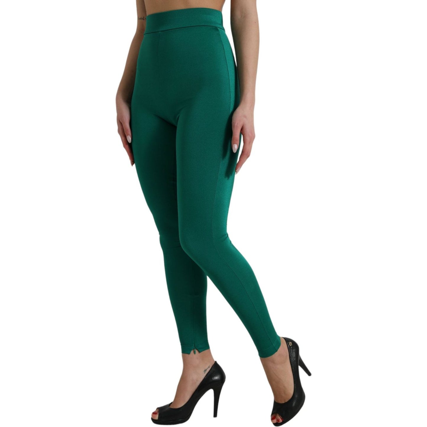 Dolce & Gabbana Green Nylon Stretch Slim Leggings Pants Dolce & Gabbana