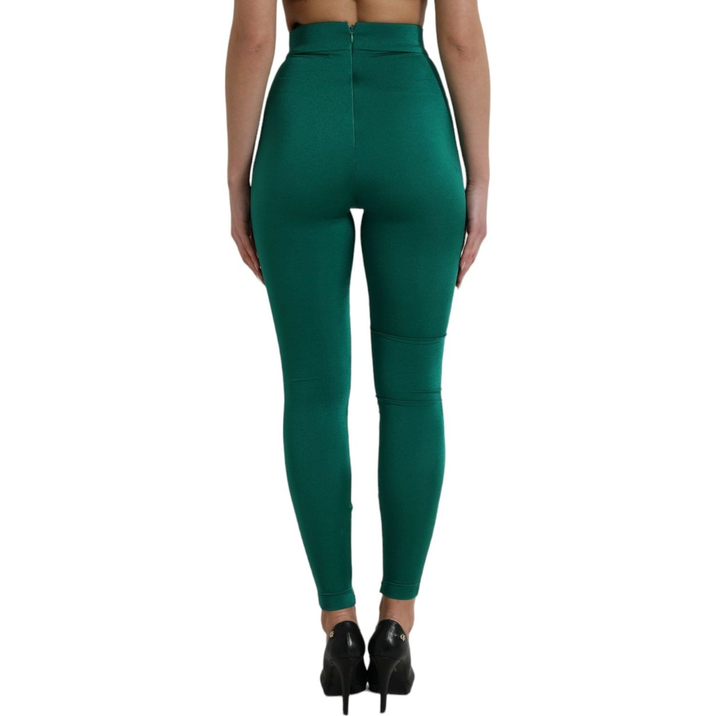 Dolce & Gabbana Green Nylon Stretch Slim Leggings Pants Dolce & Gabbana