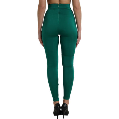 Dolce & Gabbana Green Nylon Stretch Slim Leggings Pants Dolce & Gabbana