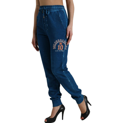 Dolce & Gabbana Blue Logo Cotton Jogger Sweatpants Pants Dolce & Gabbana