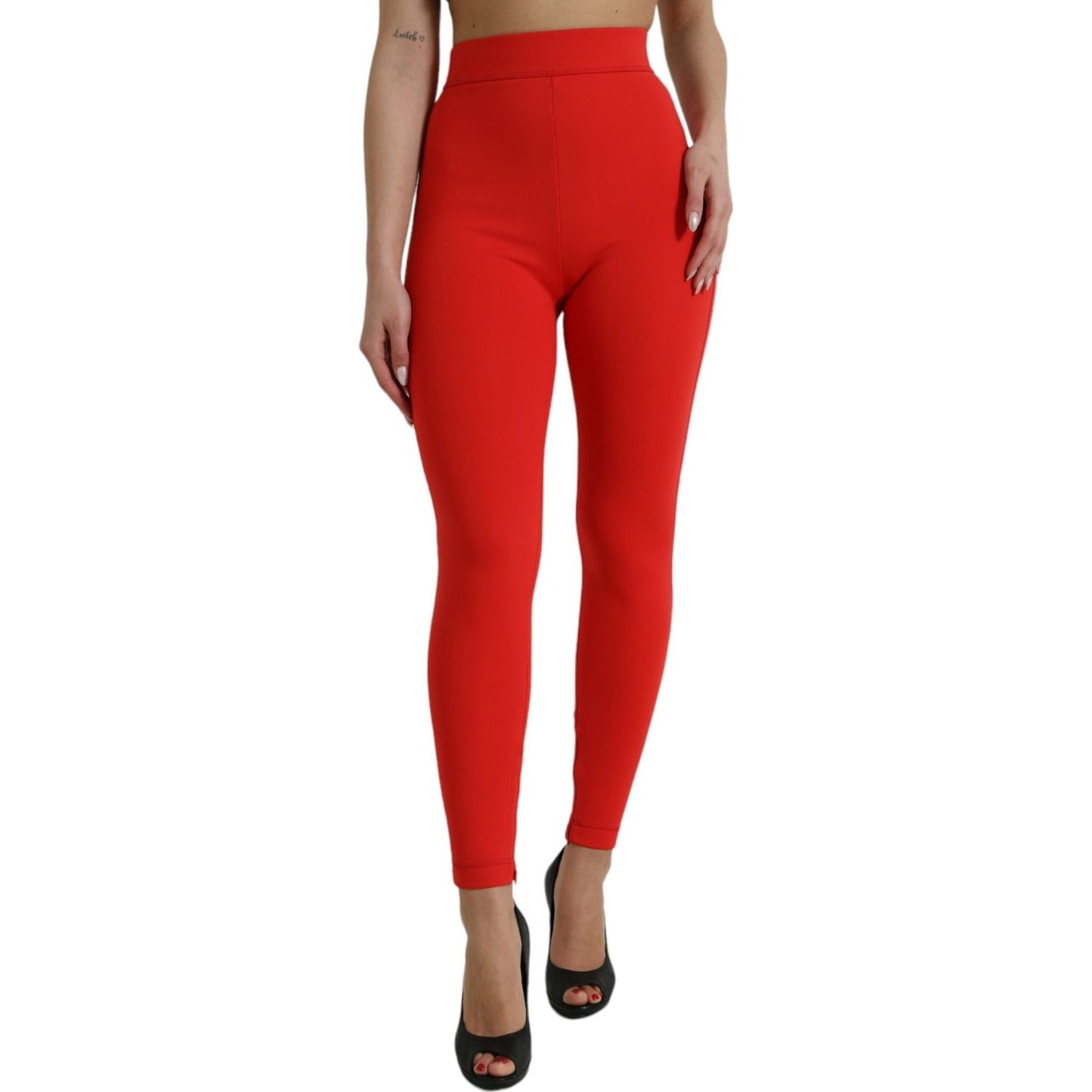 Dolce & Gabbana Red Nylon Stretch Slim Leggings Pants Dolce & Gabbana