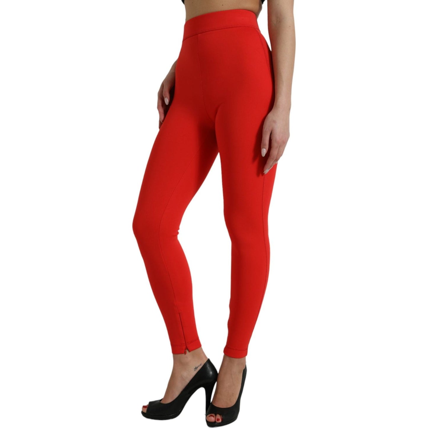 Dolce & Gabbana Red Nylon Stretch Slim Leggings Pants Dolce & Gabbana