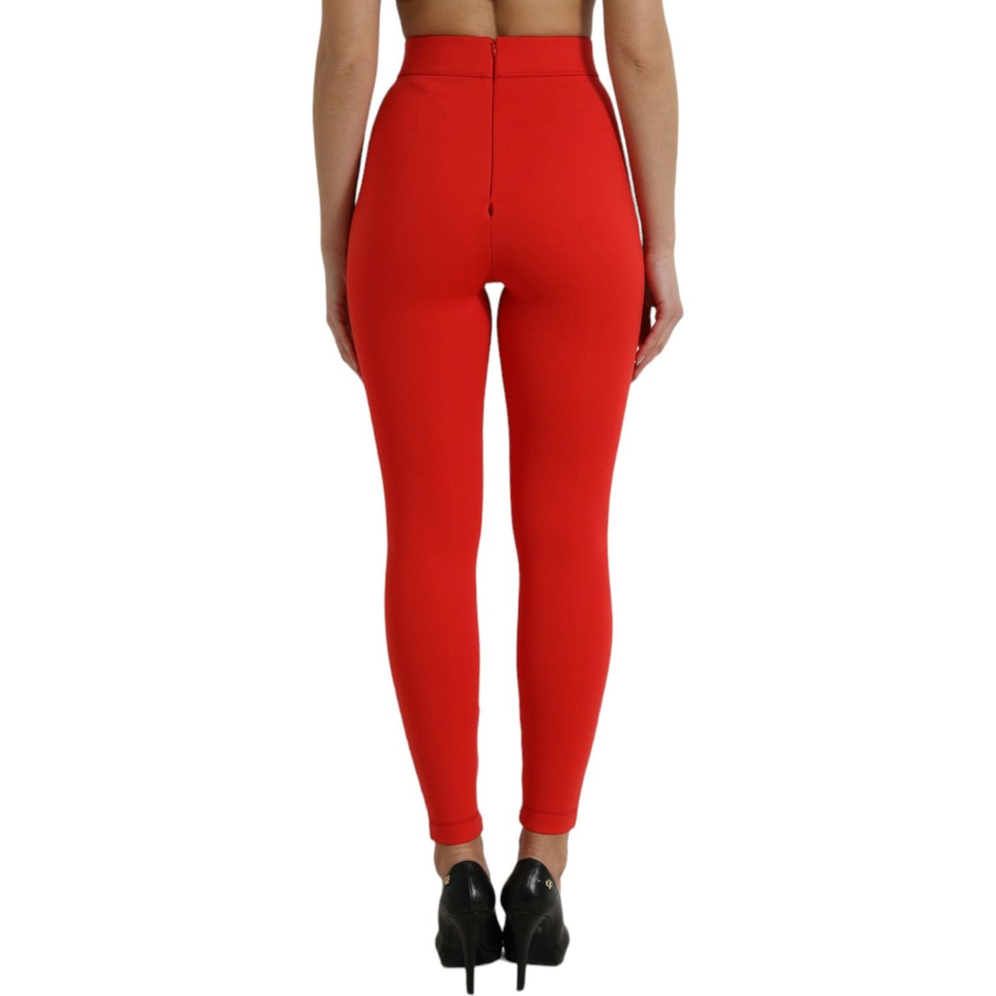 Dolce & Gabbana Red Nylon Stretch Slim Leggings Pants Dolce & Gabbana