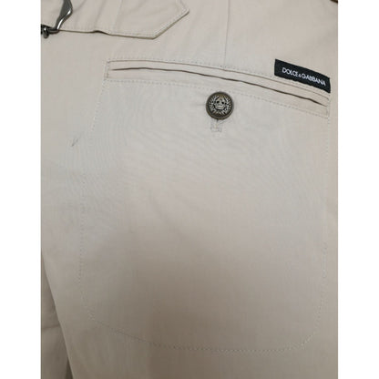 Dolce & Gabbana Beige Cotton High Waist Tapered Pants Dolce & Gabbana