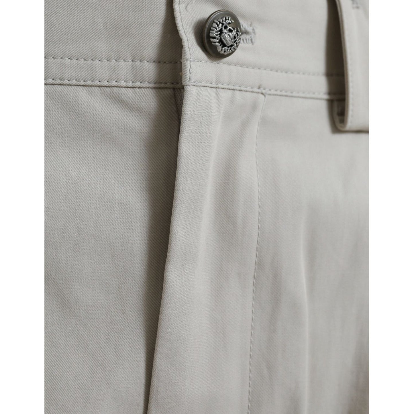 Dolce & Gabbana Beige Cotton High Waist Tapered Pants Dolce & Gabbana