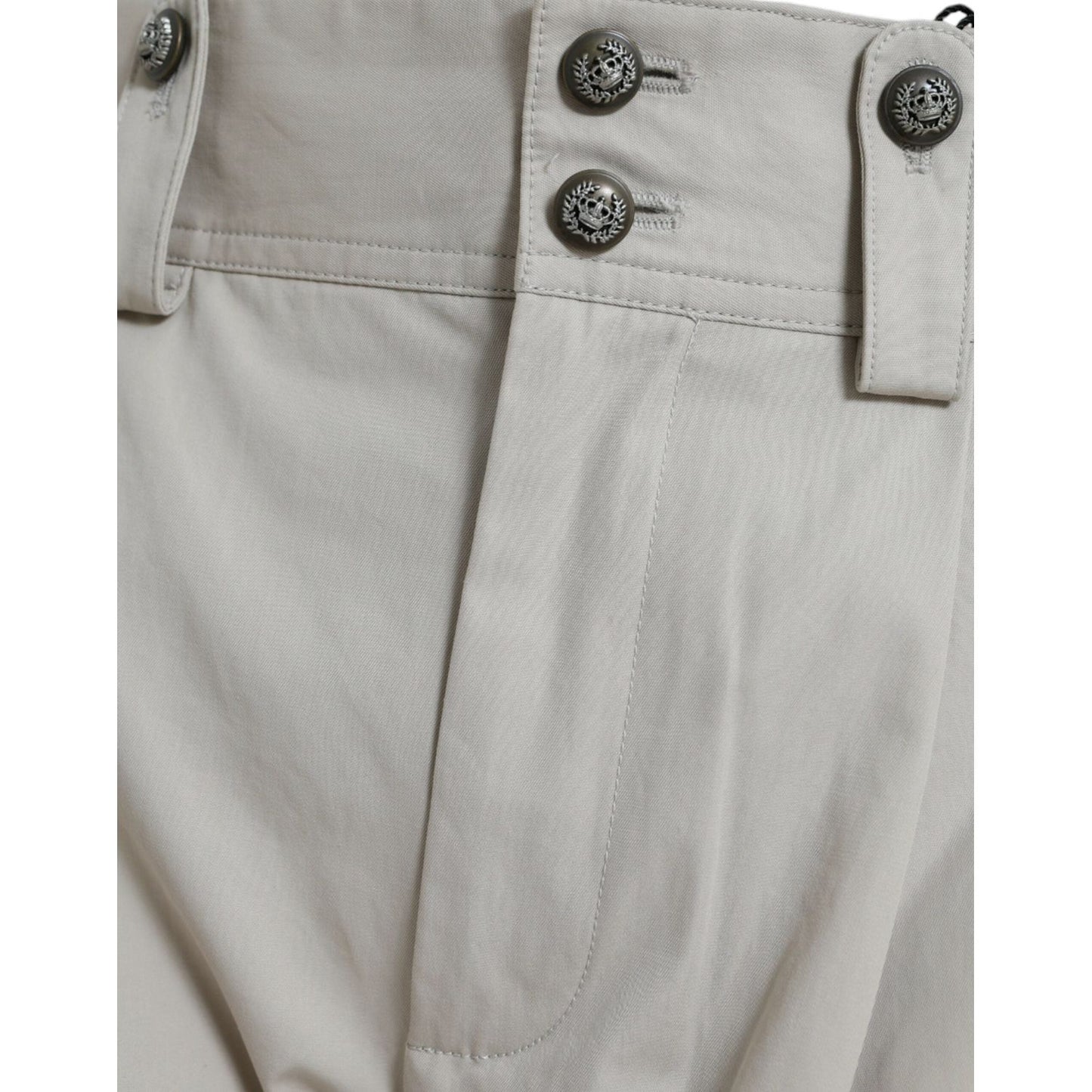 Dolce & Gabbana Beige Cotton High Waist Tapered Pants Dolce & Gabbana