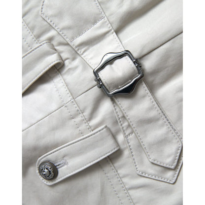 Dolce & Gabbana Beige Cotton High Waist Tapered Pants Dolce & Gabbana