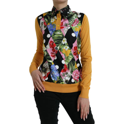 Dolce & Gabbana Multicolor Patchwork Cashmere Henley Sweater Dolce & Gabbana