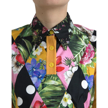 Dolce & Gabbana Multicolor Patchwork Cashmere Henley Sweater Dolce & Gabbana