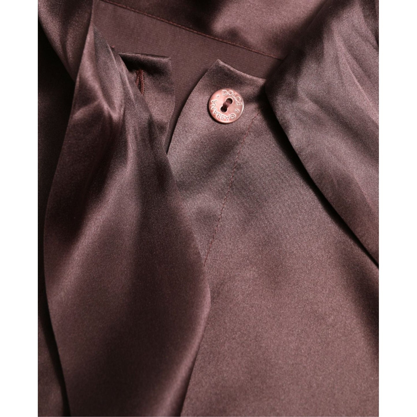 Dolce & Gabbana Brown Silk Ascot Collar Long Sleeve Blouse Top Dolce & Gabbana