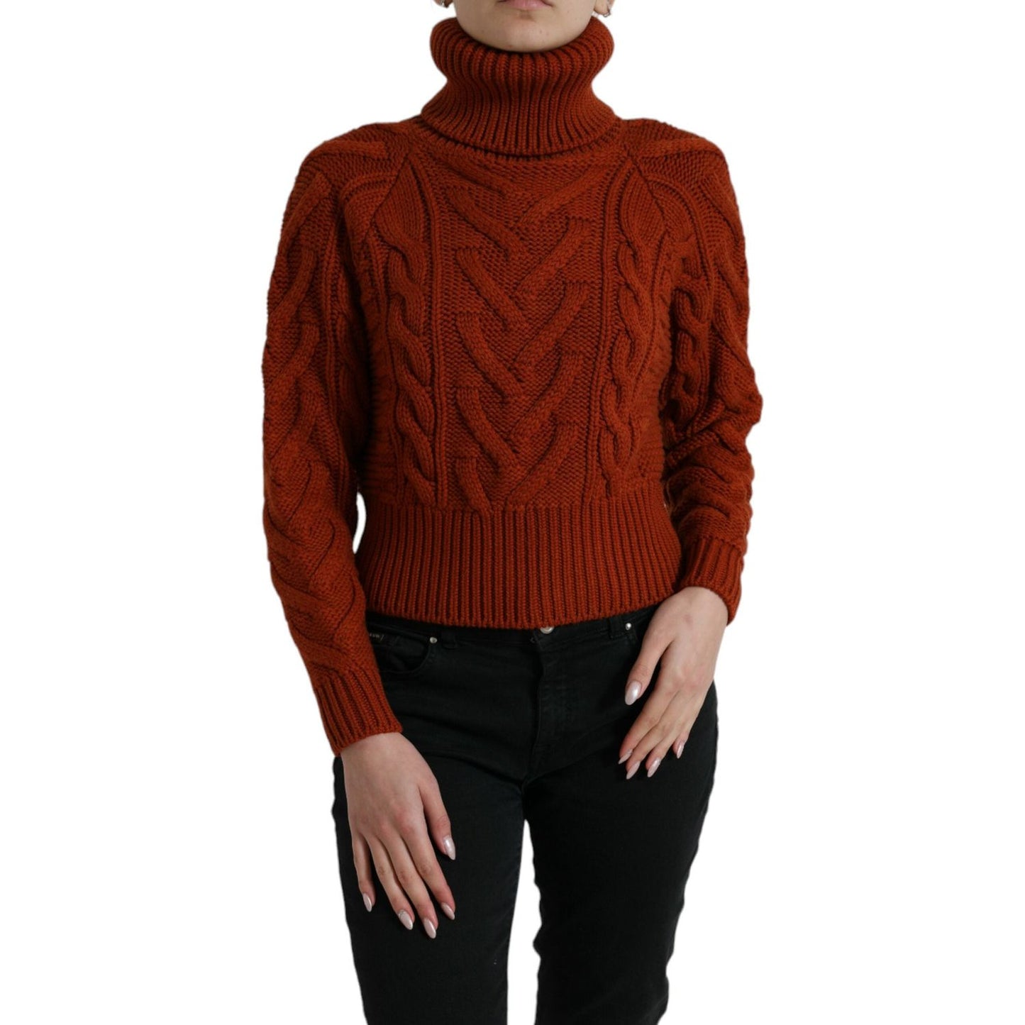 Dolce & Gabbana Brown Wool Knit Turtleneck Pullover Sweater Dolce & Gabbana