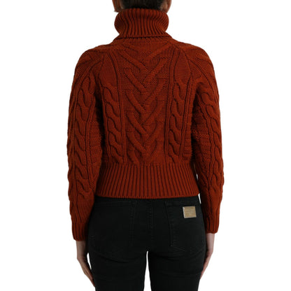 Dolce & Gabbana Brown Wool Knit Turtleneck Pullover Sweater Dolce & Gabbana
