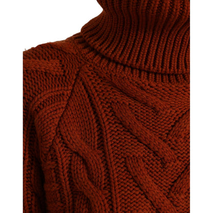 Dolce & Gabbana Brown Wool Knit Turtleneck Pullover Sweater Dolce & Gabbana