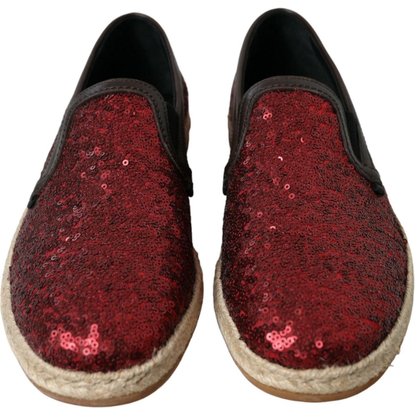 Dolce & Gabbana Red Sequined Loafers Slippers Men Shoes Dolce & Gabbana
