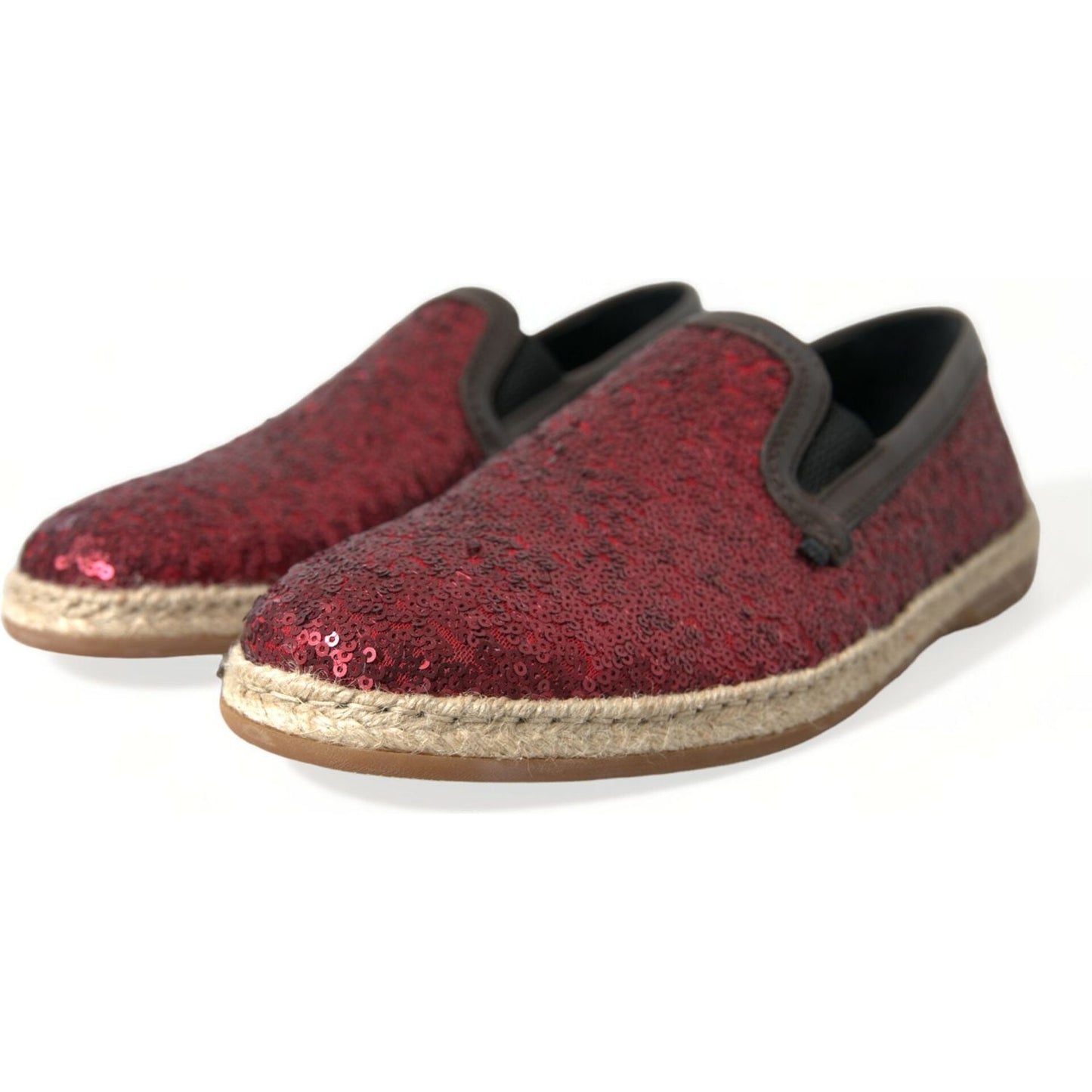 Dolce & Gabbana Red Sequined Loafers Slippers Men Shoes Dolce & Gabbana