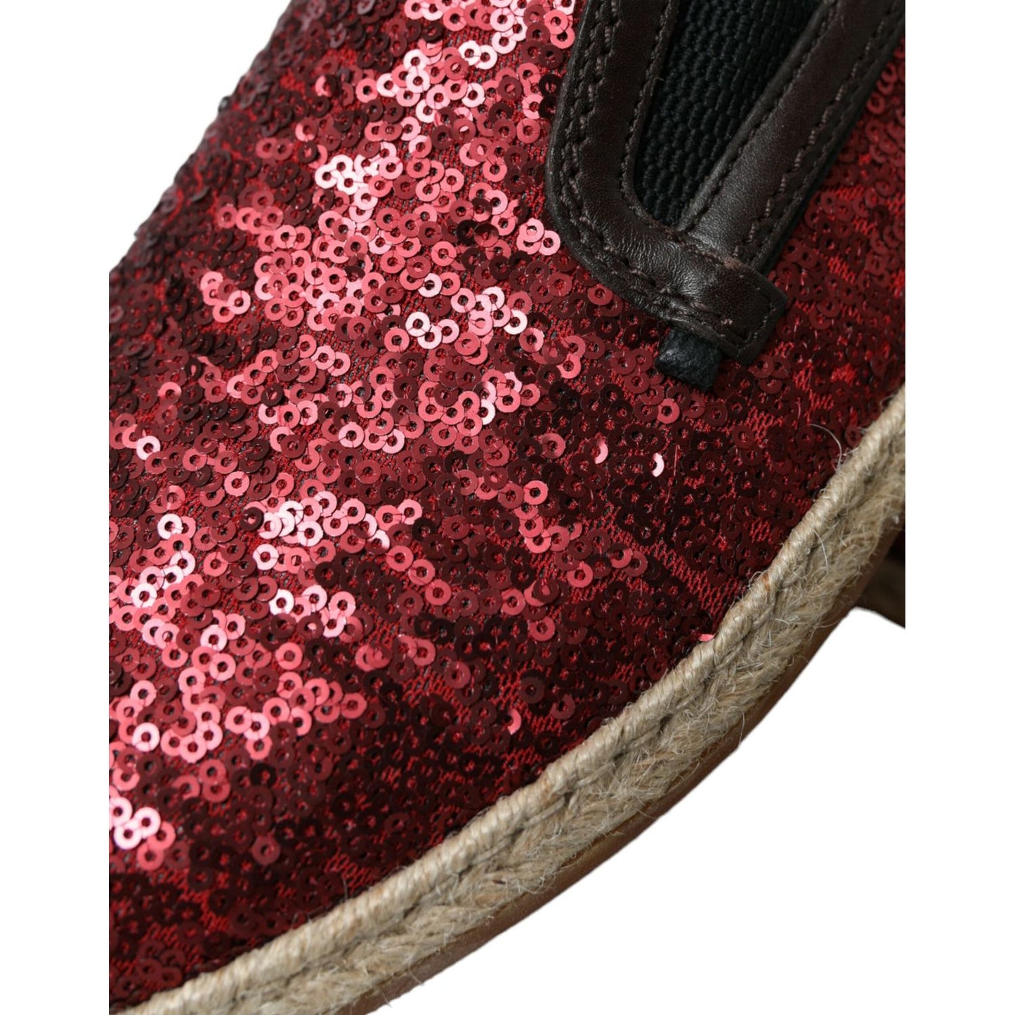 Dolce & Gabbana Red Sequined Loafers Slippers Men Shoes Dolce & Gabbana