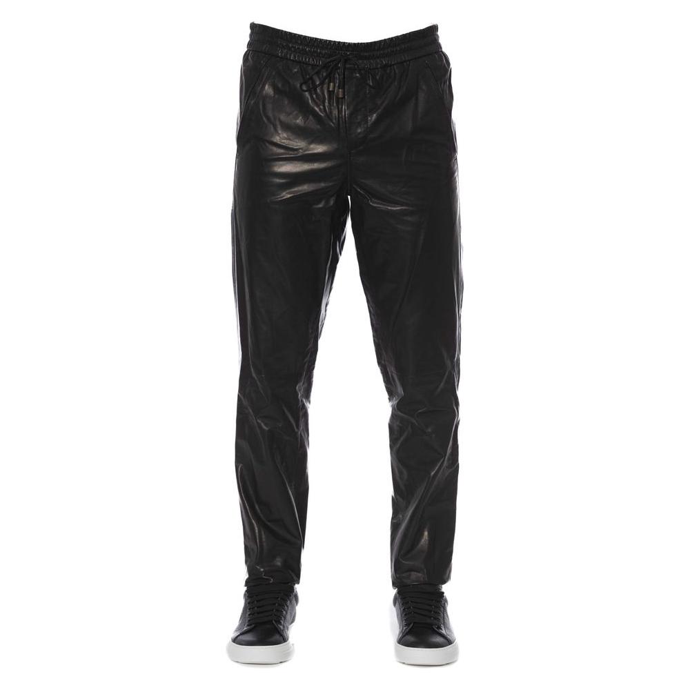 Trussardi Black Lamb Leather Jeans & Pants