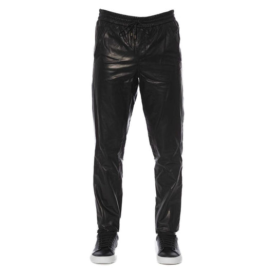 Trussardi Black Lamb Leather Jeans & Pants Trussardi