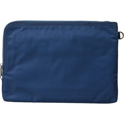 Dolce & Gabbana Blue DG Milano Print Nylon Pouch Clutch Men Bag Dolce & Gabbana