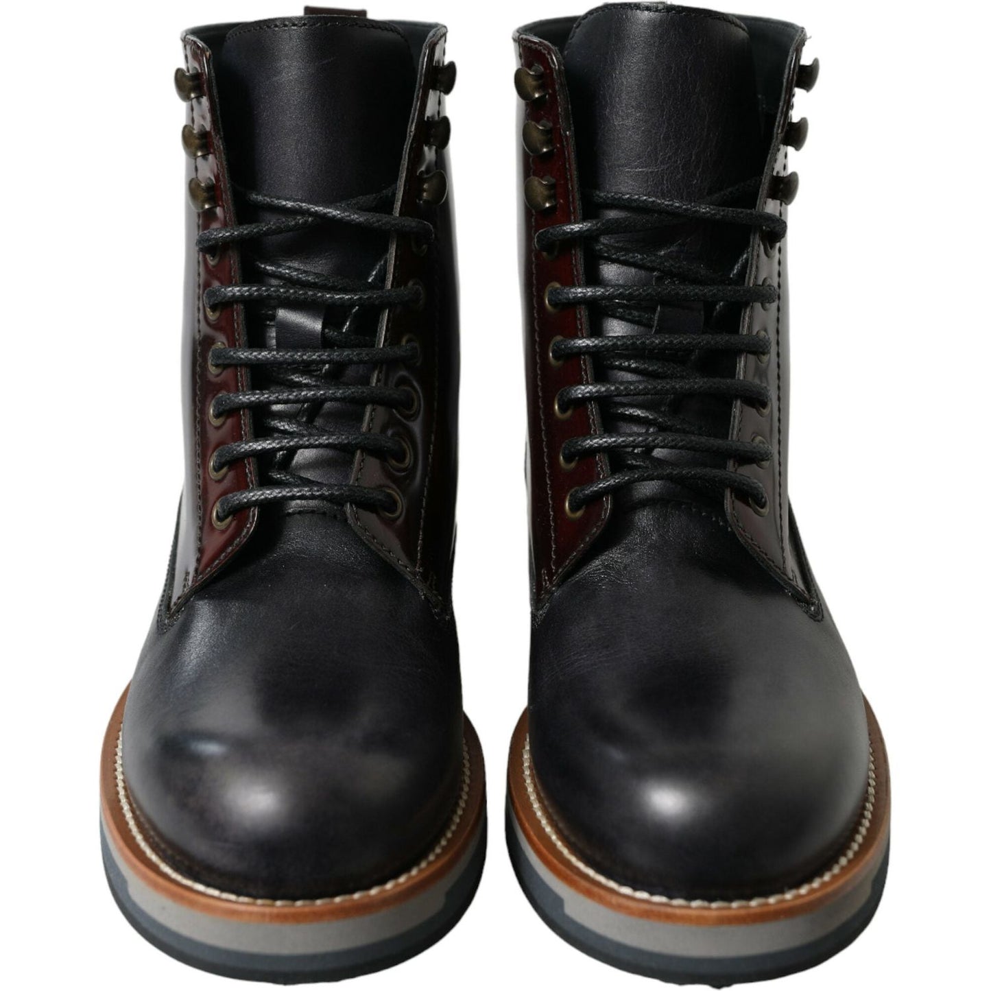 Dolce & Gabbana Black Leather Military Combat Boots Shoes Dolce & Gabbana
