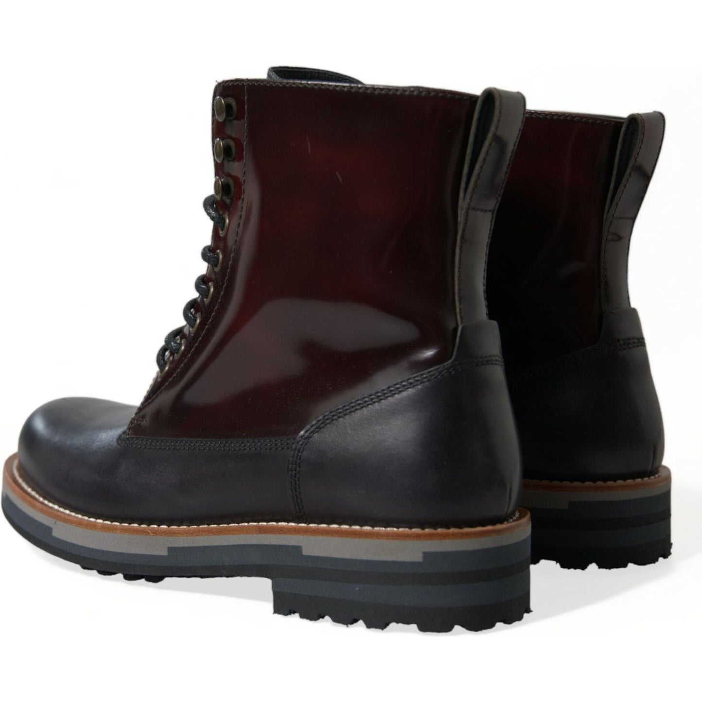 Dolce & Gabbana Black Leather Military Combat Boots Shoes Dolce & Gabbana
