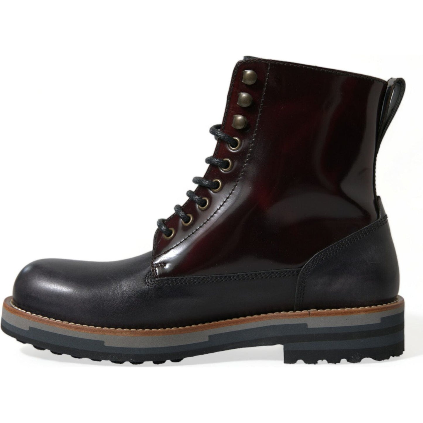 Dolce & Gabbana Black Leather Military Combat Boots Shoes Dolce & Gabbana