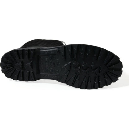 Dolce & Gabbana Black Chioggia Rubber Suede Rain Boots Shoes Dolce & Gabbana