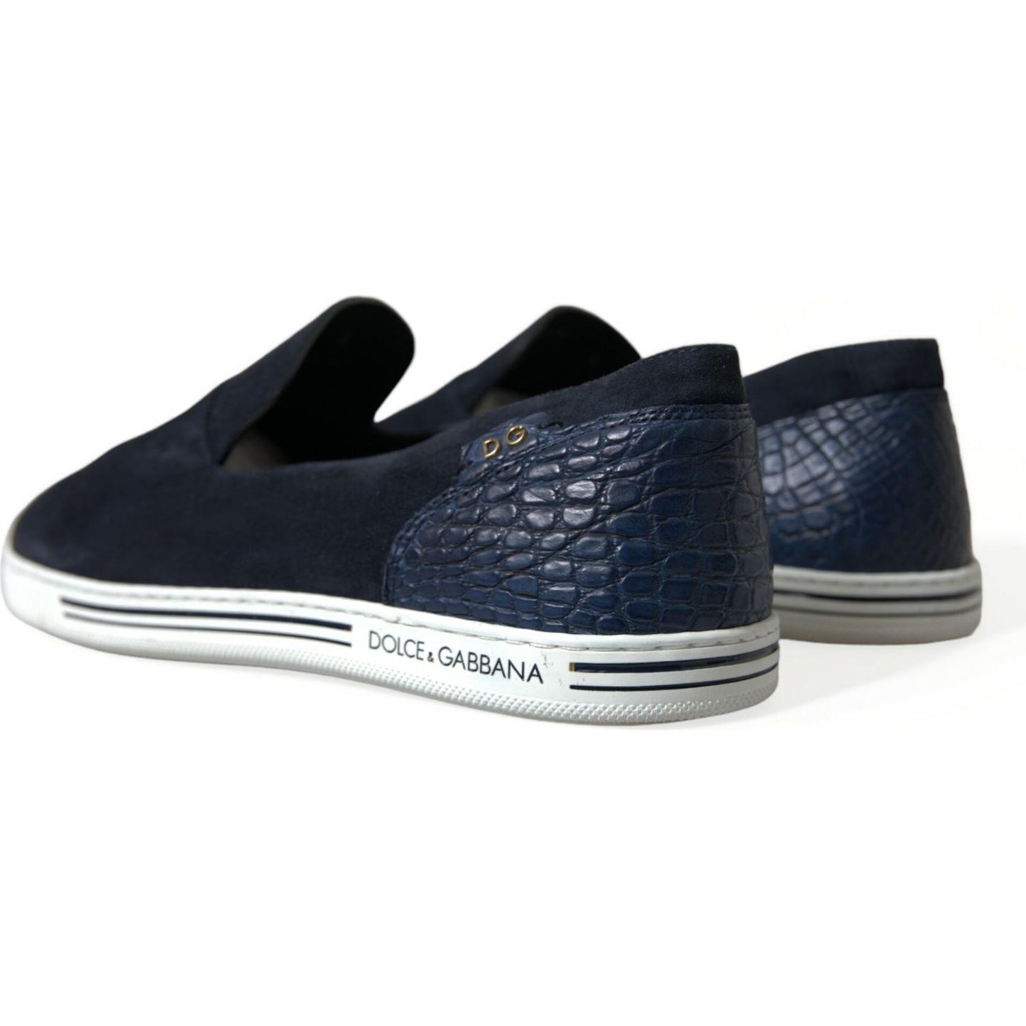 Dolce & Gabbana Blue Suede Caiman Loafers Saint Tropez Shoes Dolce & Gabbana