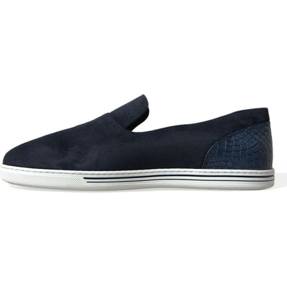 Dolce & Gabbana Blue Suede Caiman Loafers Saint Tropez Shoes Dolce & Gabbana