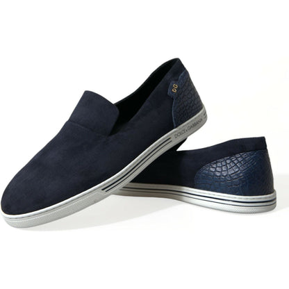 Dolce & Gabbana Blue Suede Caiman Loafers Saint Tropez Shoes Dolce & Gabbana