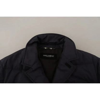 Dolce & Gabbana Blue Silk Goat Coat Blouson Winter Jacket Dolce & Gabbana