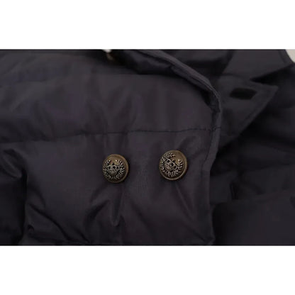 Dolce & Gabbana Blue Silk Goat Coat Blouson Winter Jacket Dolce & Gabbana