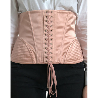 Dolce & Gabbana Pink Silk Stretch Belt Waist Strap Corset Top Dolce & Gabbana