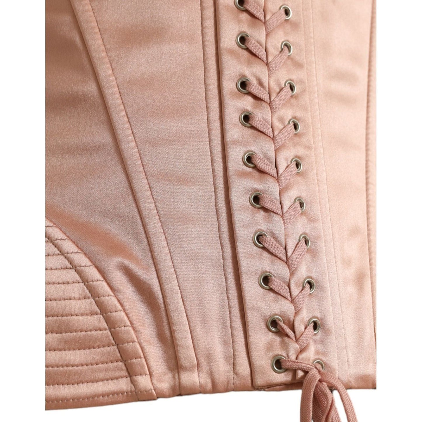 Dolce & Gabbana Pink Silk Stretch Belt Waist Strap Corset Top Dolce & Gabbana