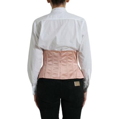 Dolce & Gabbana Pink Silk Stretch Belt Waist Strap Corset Top Dolce & Gabbana