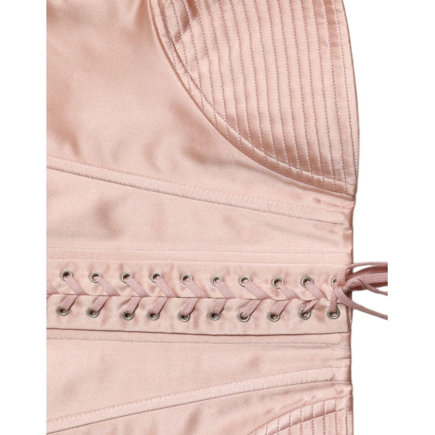 Dolce & Gabbana Pink Silk Stretch Belt Waist Strap Corset Top Dolce & Gabbana