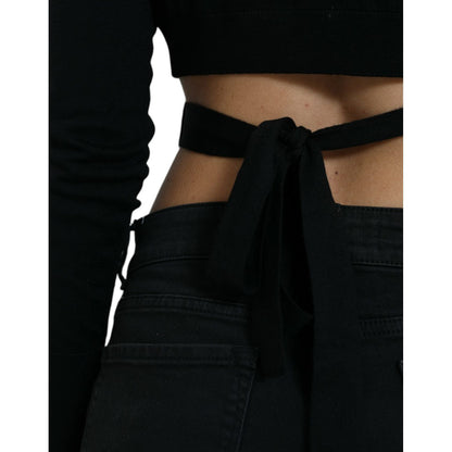 Dolce & Gabbana Black Wool V-neck Crossed Cardigan Sweater Dolce & Gabbana