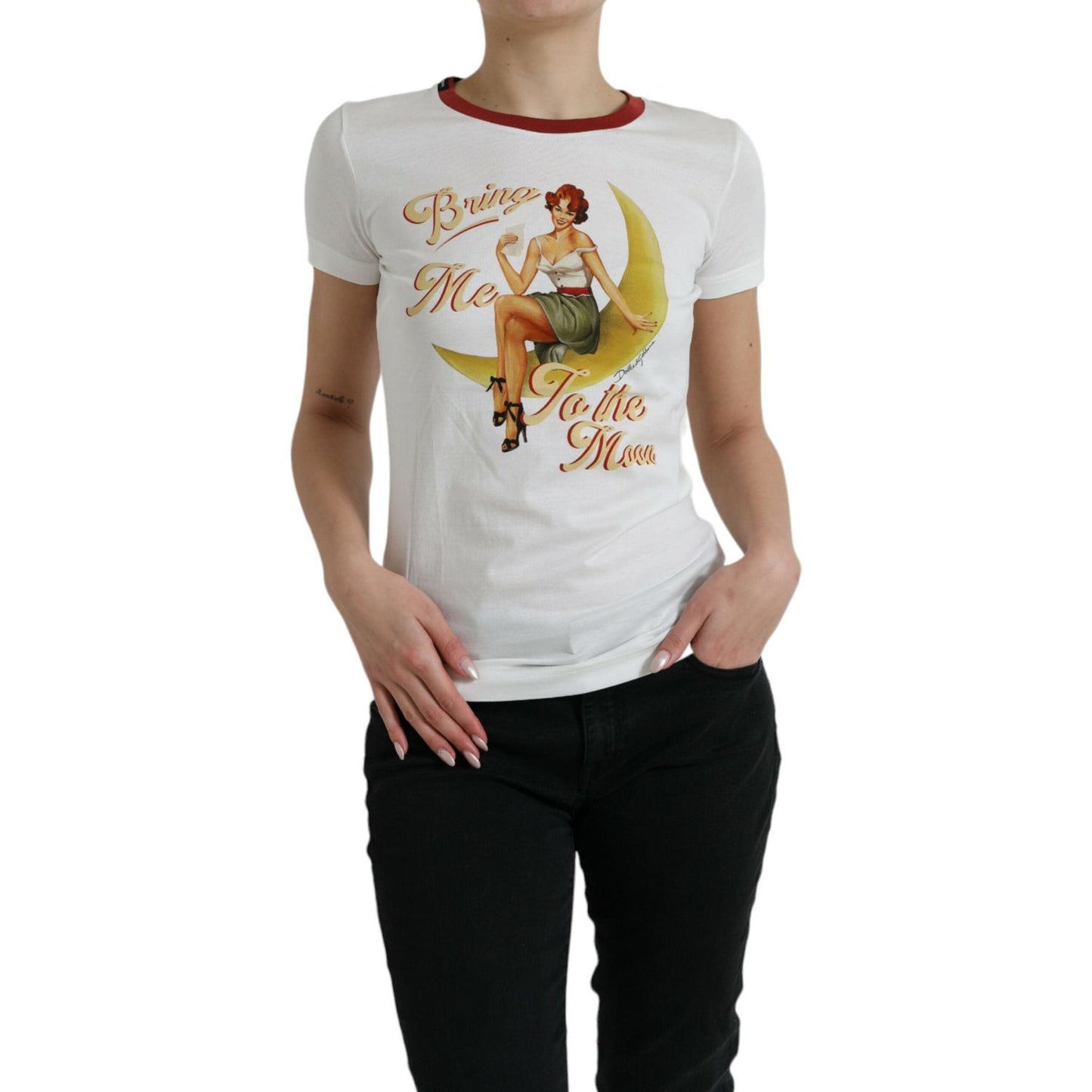 Dolce & Gabbana White Bring Me To The Moon T-shirt Top Dolce & Gabbana