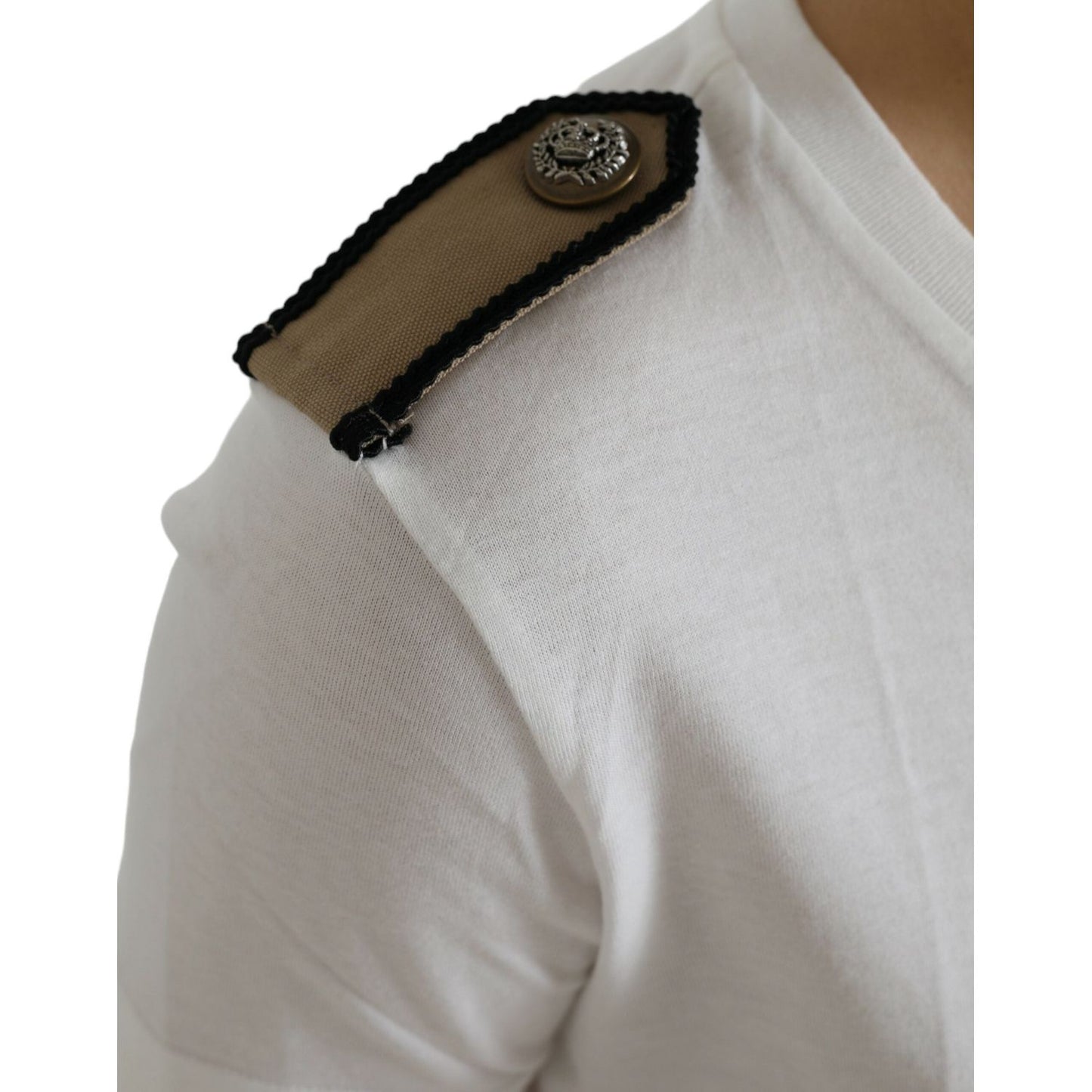 Dolce & Gabbana White Black Roses Crewneck Cotton T-shirt Dolce & Gabbana