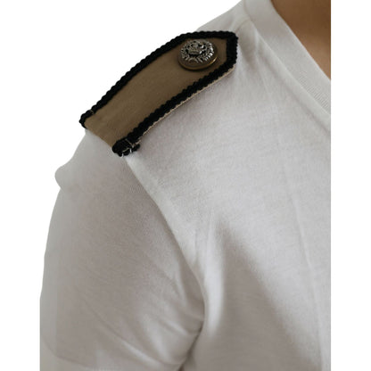 Dolce & Gabbana White Black Roses Crewneck Cotton T-shirt Dolce & Gabbana