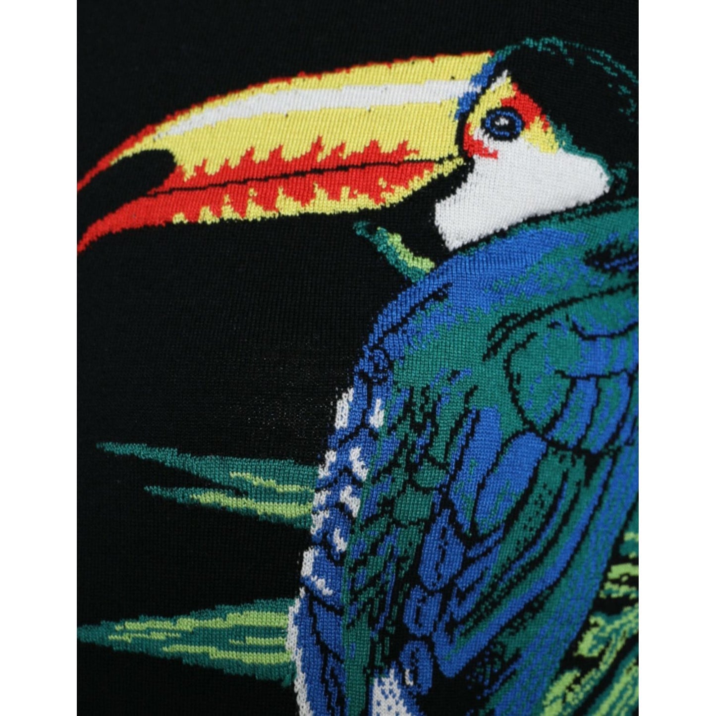 Dolce & Gabbana Black Bird Wool Long Sleeve Cardigan Sweater Dolce & Gabbana