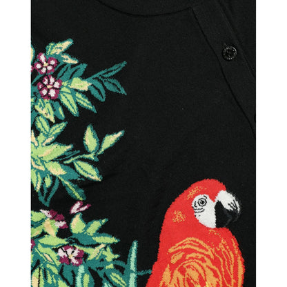 Dolce & Gabbana Black Bird Wool Long Sleeve Cardigan Sweater Dolce & Gabbana