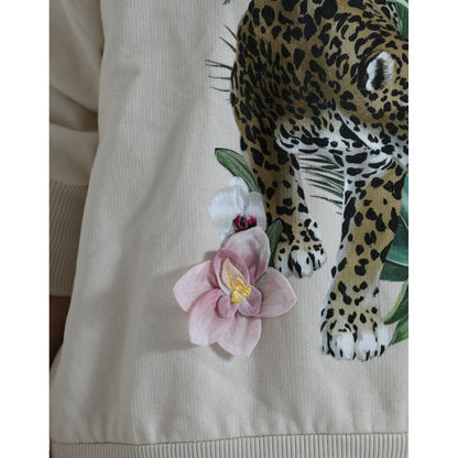 Dolce & Gabbana Beige Jungle Printed Cotton Pullover Sweater Dolce & Gabbana