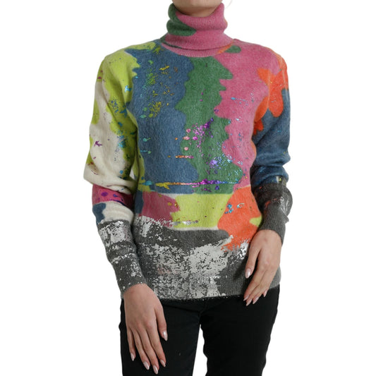 Dolce & Gabbana Multicolor Mohair Turtleneck Pullover Sweater Dolce & Gabbana
